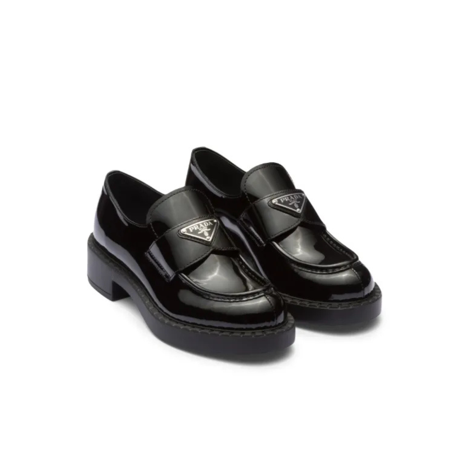 Copy-of-Product-Thumbnail-2025-07-31T143027.324.png Prada Chocolate Patent Loafers Black For Women 1.9 in/ 5cm 1D246M_JHR_F0002_F_B050 - Image 1