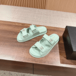 Chanel Sandals With Chanel Logo Jade Green For Women