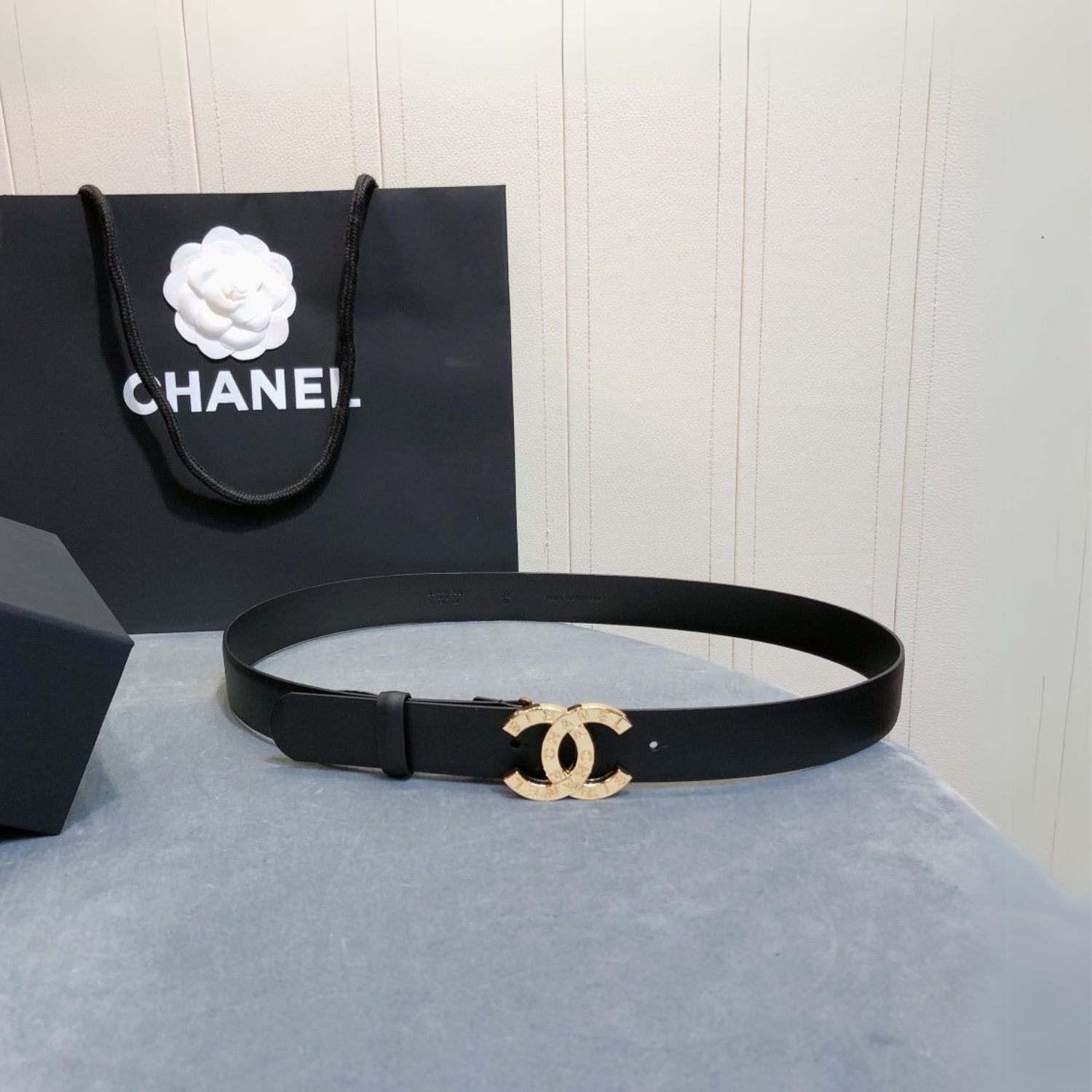 Copy-of-Product-Thumbnail-96.png Chanel Belt With Double C Buckle Black With Full Gold Toned Hardware Women Belt - Image 1