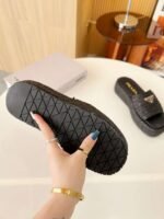Prada Crochet Flatform Slides Black For Women - Image 6