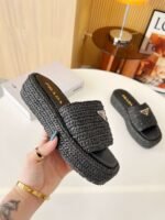 Prada Crochet Flatform Slides Black For Women - Image 10