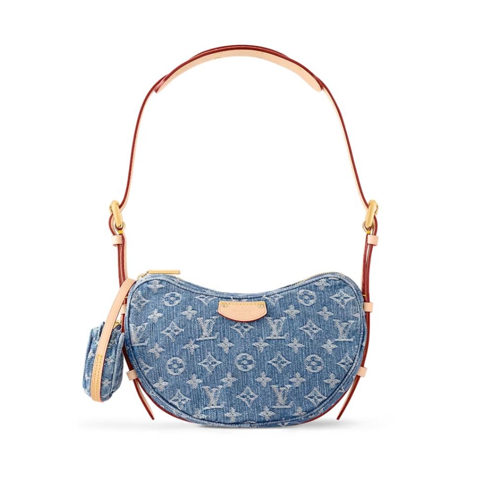 xr:d:DAF4z7b0LQY:139,j:6979868765827625918,t:24011209 Louis Vuitton Croissant MM Blue Denim For Women M46856 - 9.8 Inches / 24.8 Cm - Image 1