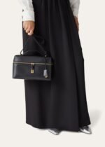 Loro Piana Extra L27 Top Handle Bag  0.6in/ 27cm Black Gold Hardware For Women FAN3462 8000 - Image 2