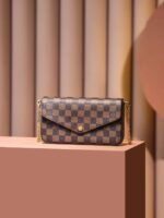 Louis Vuitton Pochette Felicie Shoulder Bag  8.3in/ 21cm Brown Gold Hardware For Women N63032 - Image 5