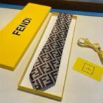 Fendi FF Logo Silk Tie in Beige And Dark Brown For Men - Image 8
