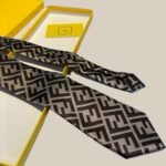 Fendi FF Logo Silk Tie in Beige And Dark Brown For Men - Image 5