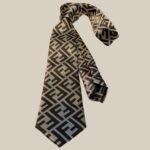 Fendi FF Logo Silk Tie in Beige And Dark Brown For Men - Image 3