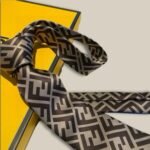 Fendi FF Logo Silk Tie in Beige And Dark Brown For Men - Image 2