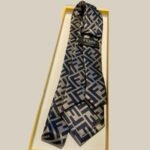 Fendi FF Logo Silk Tie in Navy and Beige For Men - Image 7