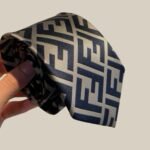 Fendi FF Logo Silk Tie in Navy and Beige For Men - Image 6