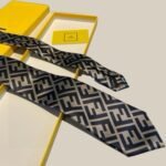 Fendi FF Logo Silk Tie in Navy and Beige For Men - Image 5