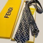 Fendi FF Logo Silk Tie in Navy and Beige For Men - Image 2