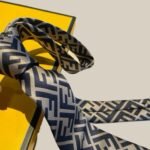 Fendi FF Logo Silk Tie in Navy and Beige For Men - Image 3