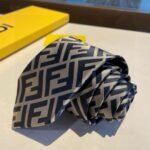 Fendi FF Logo Silk Tie in Navy and Beige For Men - Image 9