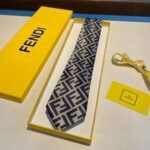 Fendi FF Logo Silk Tie in Navy and Beige For Men - Image 8