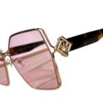 Fendi Geometric Oversized Sunglasses Rose Gold - Image 2