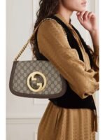 Gucci Blondie Medium Shoulder Bag 11in/ 28cm Beige/ Ebony GG Supreme Canvas Gold Hardware For Women 699268 K9GSG 8358 - Image 2
