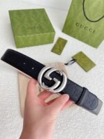 Gucci GG Marmont Embossed Monogram Belt Black With Gold-Toned Buckle 40mm - Image 3