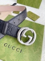 Gucci GG Marmont Embossed Monogram Belt Black With Gold-Toned Buckle 40mm - Image 7