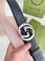Gucci GG Marmont Embossed Monogram Belt Black With Gold-Toned Buckle 40mm - Image 10