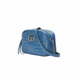 Gucci Marmont Matelasse Shoulder Bag 9.5in/ 24cm Blue Palladium Hardware For Women 634936 UM8BF 4340 - Image 4