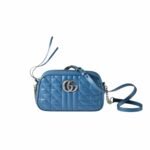 Gucci Marmont Matelasse Shoulder Bag 9.5in/ 24cm Blue Palladium Hardware For Women 634936 UM8BF 4340 - Image 3