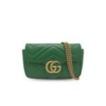 Gucci Marmont Matelassé Super Mini Bag Green Matelassé Chevron