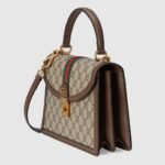 Gucci Ophidia Medium Top Handle Bag 9.8in/ 25cm Beige Gold Hardware For Women ‎651055 96IWX 8745 - Image 4