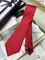 Gucci Pattern Silk Tie Red For Men - Image 7