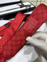 Gucci Pattern Silk Tie Red For Men - Image 2