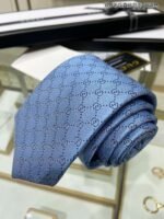 Gucci Pattern Silk Tie Blue For Men - Image 7