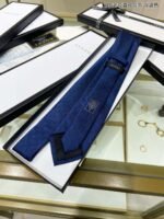 Gucci Pattern Silk Tie Navy Blue For Men - Image 4