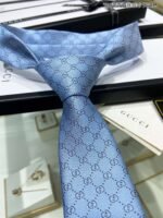 Gucci Pattern Silk Tie Blue For Men - Image 4