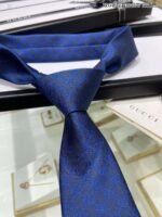 Gucci Pattern Silk Tie Navy Blue For Men - Image 3