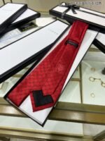 Gucci Pattern Silk Tie Red For Men - Image 5