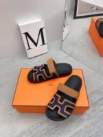 Hermes Chypre Sandals Brown/ Dark Blue For Men - Image 8