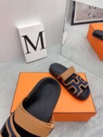 Hermes Chypre Sandals Brown/ Dark Blue For Men - Image 4