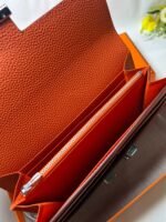 Hermes Constance Togo Long Wallet 20cm/7.9in Silver Toned Hardware For Women Orange - Image 7
