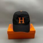 Hermes Davis H Primavera Cap Black Hermes Cap - Image 2