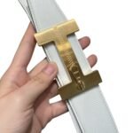 Hermès “H-Zip” 38mm Reversible Belt White & Black - Image 3