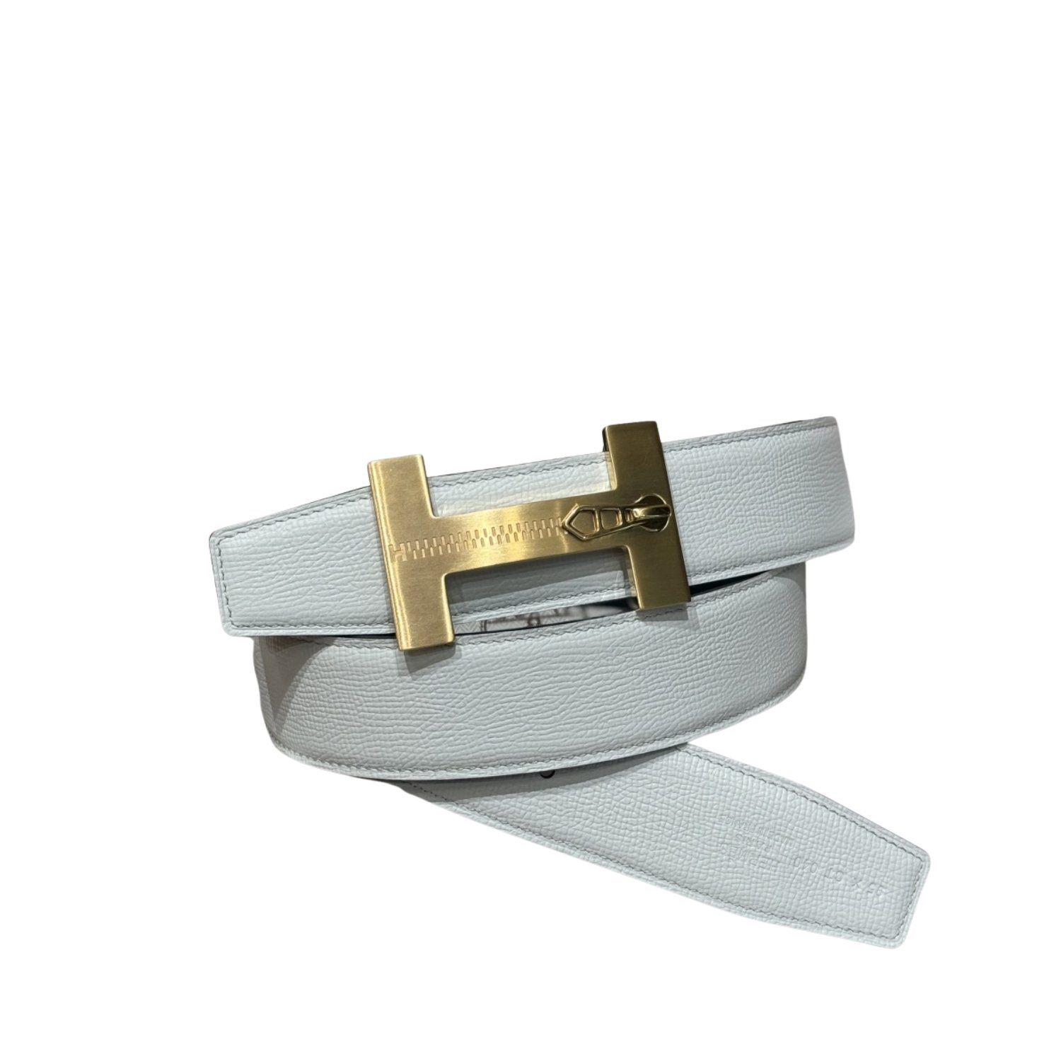 Hermes-H-Zip-Belt-E28093-white.jpg Hermès “H-Zip” 38mm Reversible Belt White & Black - Image 1