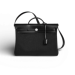 Hermes Herbag Messenger 39 Crossbody Bag 15.3in/ 38.9cm Black Silver Hardware For Men H084489CKAA