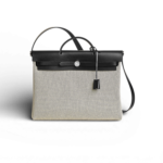 Hermes Herbag Messenger 39 Crossbody Bag 14in/ 35.6cm Ecru/ Black Silver Hardware For Men H084623CKAA