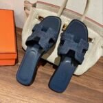Hermes Oran Sandal Navy Blue For Women - Image 10