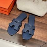 Hermes Oran Sandal Navy Blue For Women - Image 9