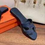 Hermes Oran Sandal Navy Blue For Women - Image 7