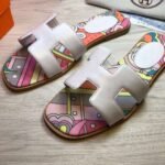 Hermes Oran Sandals White/ Multicolor For Women - Image 5