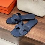 Hermes Oran Sandal Navy Blue For Women - Image 5
