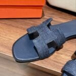 Hermes Oran Sandal Navy Blue For Women - Image 4