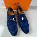Hermes Paris Loafers Blue Ocean For Men H251855ZAV9390 - Image 2